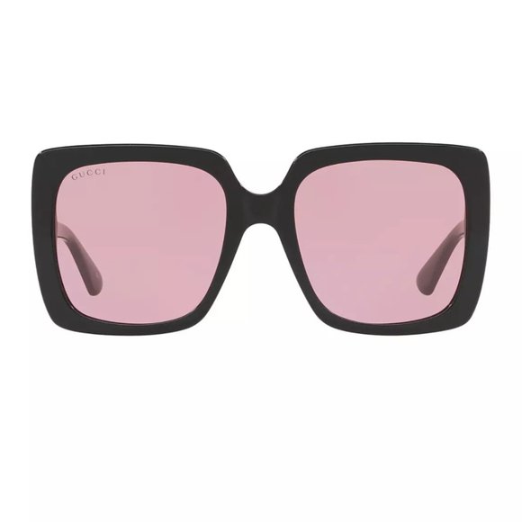 Gucci Square Frame Crystal Logo Sunglasses - Black - Picture 1 of 8